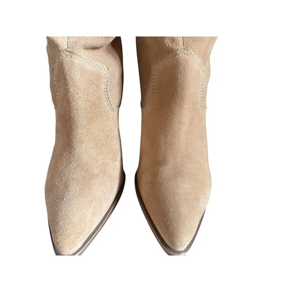 Schutz Tessie Suede Leather Western Boots Womens 9.5 B Tan Slouchy Block Heels - Picture 5 of 13